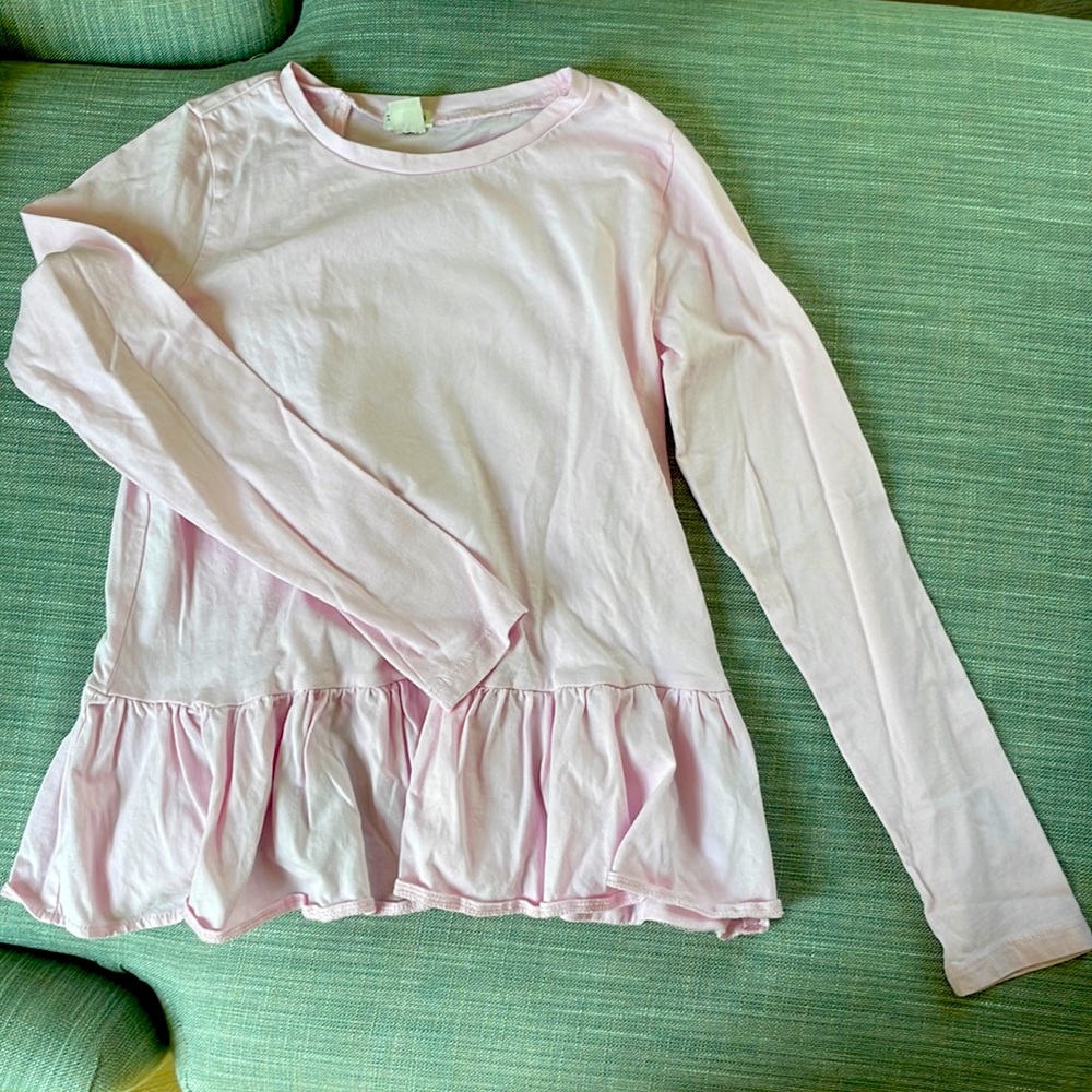 Crewcuts size 12 long sleeved ruffled shirt pink